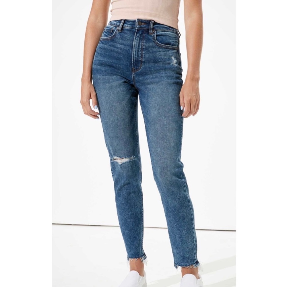 American Eagle Stretch Ripped Mom Jeans